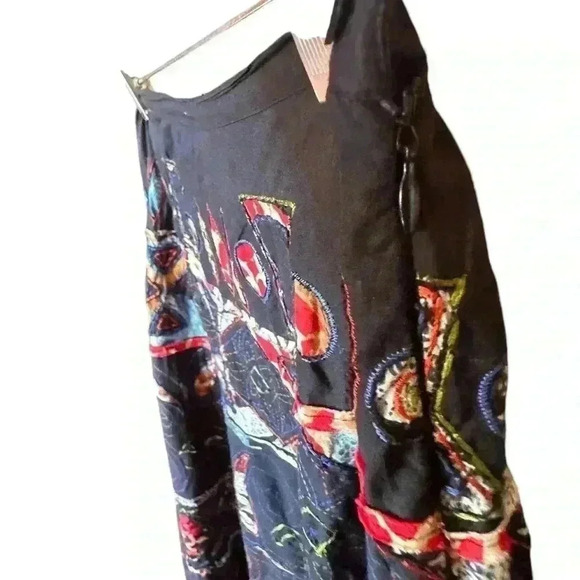 Chicos size 1 black embroidered India batik print long midi skirt. EUC. - Picture 3 of 10